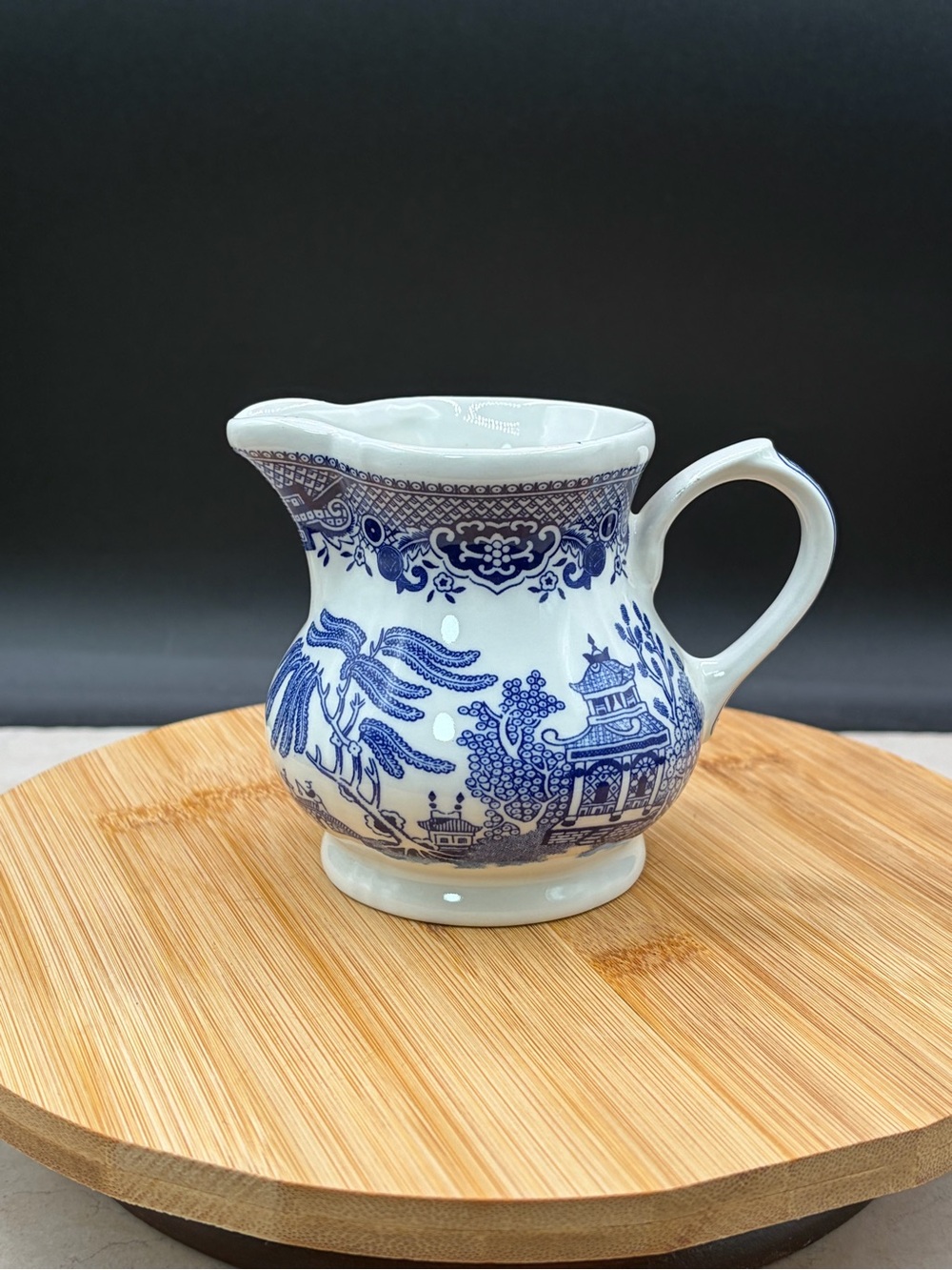 80's Churchill Blue Willow Ironstone Creamer Small Pitcher Staffordshire England